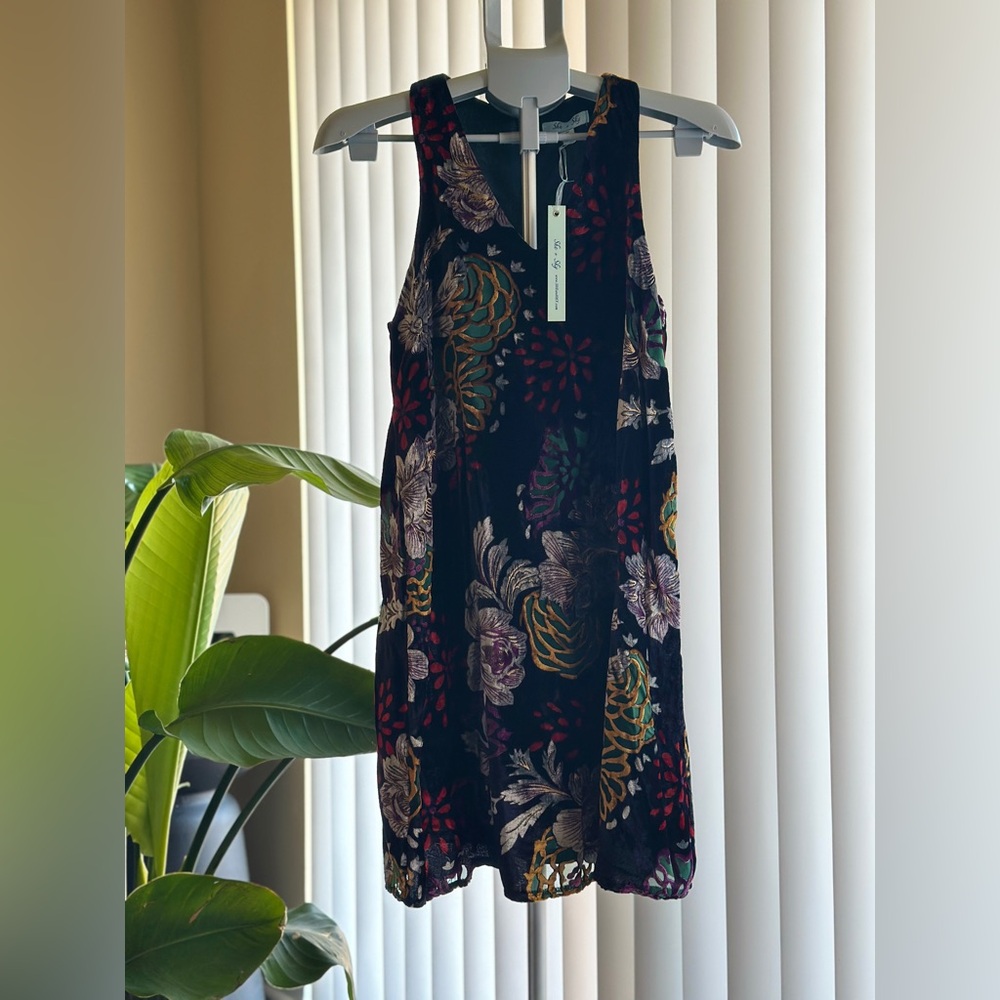 NWT She + Sky Black Floral Mini Dress